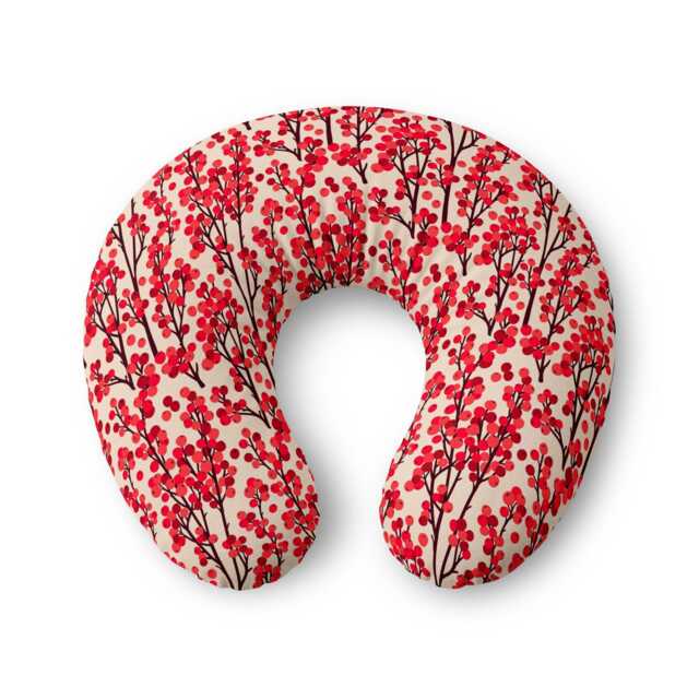 Red Berry Branches Nursing Pillow Cover - Floral Pillowcase - image 1
