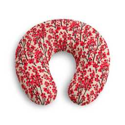 Red Berry Branches Nursing Pillow Cover - Floral Pillowcase - thumbnail 2