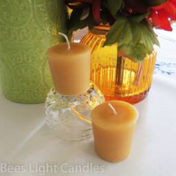 Pair Of 2 Beeswax Votive Candles/Sample Pack Handmade in The Usa 100% All Natural With Cotton Wicking Votives Allergy Friendly - thumbnail 2