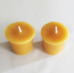 Pair Of 2 Beeswax Votive Candles/Sample Pack Handmade in The Usa 100% All Natural With Cotton Wicking Votives Allergy Friendly - thumbnail 1