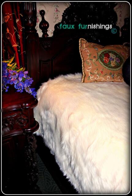 Polar Bear White Faux Fur Bedspread, Plush Soft Lining, Custom Made - image 1