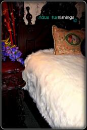 Polar Bear White Faux Fur Bedspread, Plush Soft Lining, Custom Made - thumbnail 1