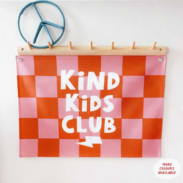 Kind Kids Club Wall Hanging - More Colours Available - Checkered Kids Decor Nursery - image 1