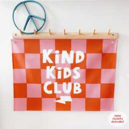 Kind Kids Club Wall Hanging - More Colours Available - Checkered Kids Decor Nursery - thumbnail 1