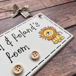 Personalized Safari Nursery Door Plaque Giraffe & Lion Decor - thumbnail 3