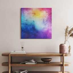 Colorful Spots Canvas, Picture Wall Hanging, Pink Decor, Abstraction Canvas Print - thumbnail 3