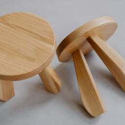 Wooden Stool, Natural Solid Oak Wood, Mid Century Design, Charlotte Perriand Style - thumbnail 2