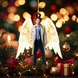 Retro Castiel Christmas Ornament, Holiday Tree Decoration, Wooden Acrylic Hanging Tv Show Fan Gift - thumbnail 2