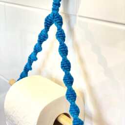 Decorative Wall Mounted Toilet Roll Holder, Wooden Hanging Tissue Blue Cloakroom Paper Storage Rack, Rustic Loo Hanger - thumbnail 3