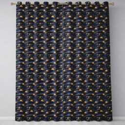Golden Moon Ocean Waves Abstract Night Seamless Pattern Readymade Eyelet Ring Top Thermal 100% Blackout Curtains - thumbnail 2