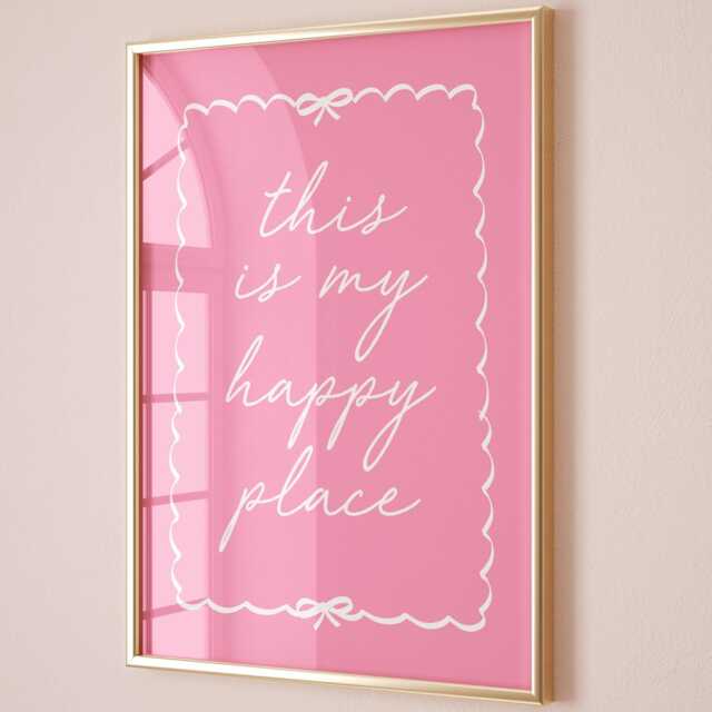 This Is My Happy Place Art Print Pink Girly Coquette Decor - image 1