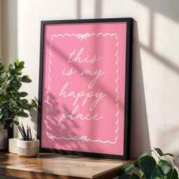 This Is My Happy Place Art Print Pink Girly Coquette Decor - thumbnail 3