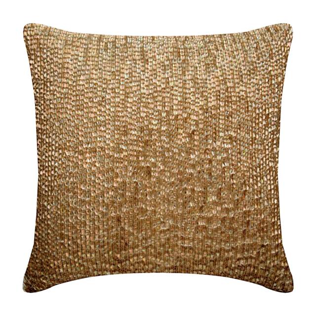 "Art Silk Gold Throw Pillow Cover 16""x16" - image 1