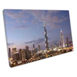 Burj Khalifa Dubai Skyline Wall Art Dusk Print For Home & Office Decor, Uae Cityscape Canvas Picture - thumbnail 1