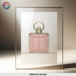 Minimalist Perfume Prints - Set Of 3 Posters - Pink & Gold Room Decor Make Up Station Wall Art Perfumes Artwork Girls Bedroom Print - thumbnail 3