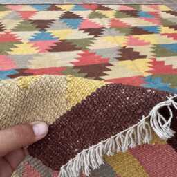 4x6 Hand-Knotted Afghan Wool Kilim Rug - Vibrant Modern Turkmen Tribal Design Authentic Flatweave Carpet For Home, Office Decor- Gift - thumbnail 4