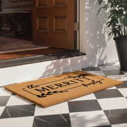 Custom Doormat Gift For Couples, Families, Friends - Personalized Rug With Vine Floral Detail Welcome Mat For Porch Or Entryway - thumbnail 3