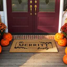Custom Doormat Gift For Couples, Families, Friends - Personalized Rug With Vine Floral Detail Welcome Mat For Porch Or Entryway - thumbnail 2