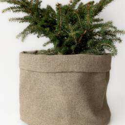 Custom Linen Plant Pot Cover By Your Size Natural Non-Dyed Fabric Rustic Stylish Home Decor - thumbnail 2