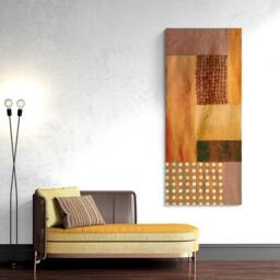 Monochrome Quilt Wall Art Beige Japandi Textile Tapestry - thumbnail 1