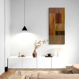 Monochrome Quilt Wall Art Beige Japandi Textile Tapestry - thumbnail 3