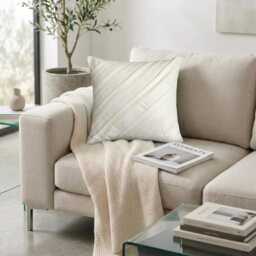 White Faux Suede Striped Pintuck Pattern, Modern Throw Pillow Cover - Contemporary - thumbnail 2