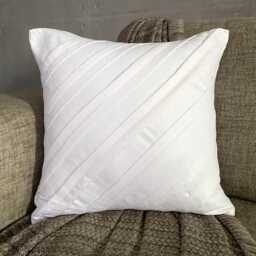 White Faux Suede Striped Pintuck Pattern, Modern Throw Pillow Cover - Contemporary - thumbnail 3