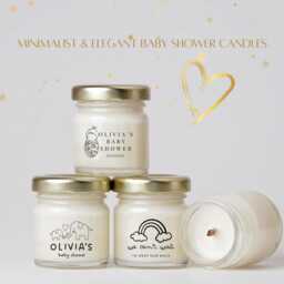 Baby Shower Candle Favours Mini 40G Party Candles Personalised Wood Wick For Guests Gifts For Christening Gifts - thumbnail 1