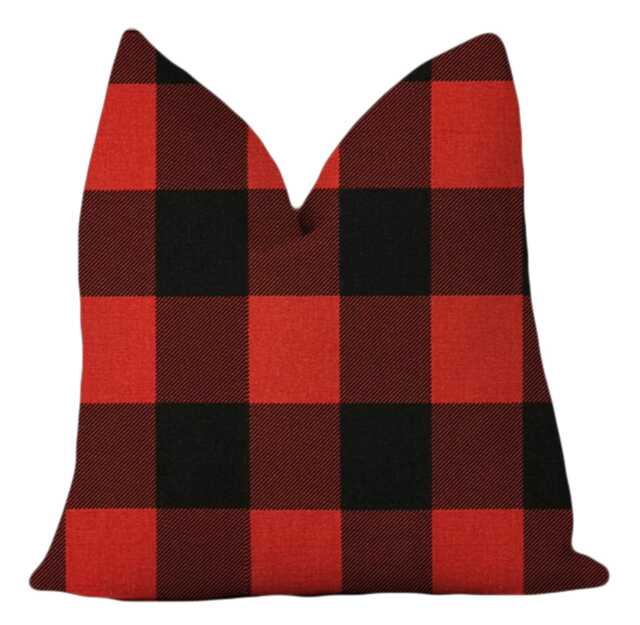 Red Black Pillow Cover. Holiday Home Decor. Rustic Farmhouse Throw Pillow. Minimalist Home. Buffalo Checks - image 1
