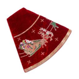 90 Inch Christmas Tree Skirt Red Extra Large Velvet Santa Tree Skirt Decorations Heirloom Gift - thumbnail 4