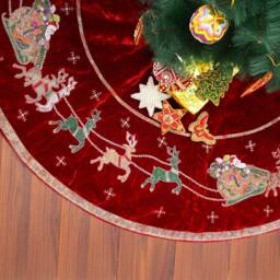 90 Inch Christmas Tree Skirt Red Extra Large Velvet Santa Tree Skirt Decorations Heirloom Gift