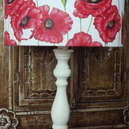 Poppy Floral Lamp Shade Shabby Chic Field Red White Free Gift - thumbnail 2