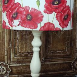 Poppy Floral Lamp Shade Shabby Chic Field Red White Free Gift - thumbnail 4