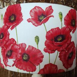 Poppy Floral Lamp Shade Shabby Chic Field Red White Free Gift - thumbnail 3