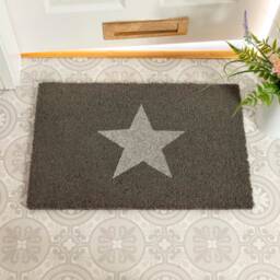 Glitter Star Doormat Indoor Outdoor Natural Coir, Light Grey - 60 X 40cm - thumbnail 1