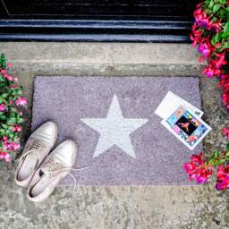 Glitter Star Doormat Indoor Outdoor Natural Coir, Light Grey - 60 X 40cm - thumbnail 3