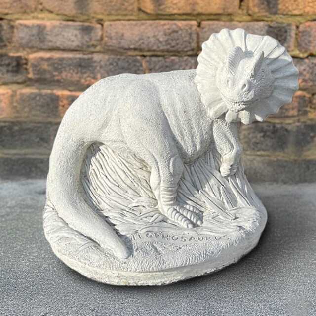 Outdoor Dinosaur Statue Jurassic Park Garden Figure Concrete Dilophosaurus Sculpture Handmade Reptile Ornament Stone Animal Decor Yard Gift - image 1
