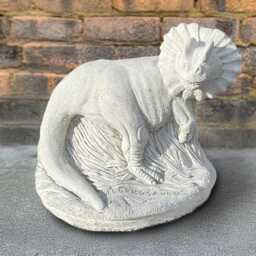 Outdoor Dinosaur Statue Jurassic Park Garden Figure Concrete Dilophosaurus Sculpture Handmade Reptile Ornament Stone Animal Decor Yard Gift - thumbnail 1