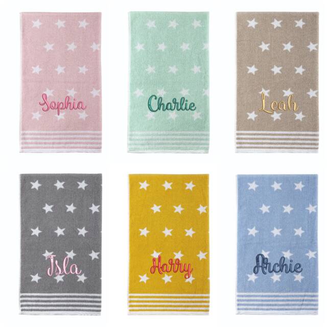 Personalised Custom 100% Cotton Stars Supersoft Absorbent Luxury Embroidered Hand Bath Towels Luxurious Quality Gift - image 1