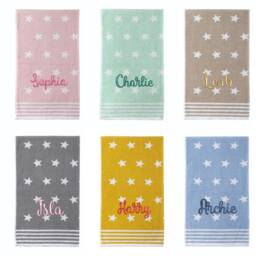 Personalised Custom 100% Cotton Stars Supersoft Absorbent Luxury Embroidered Hand Bath Towels Luxurious Quality Gift
