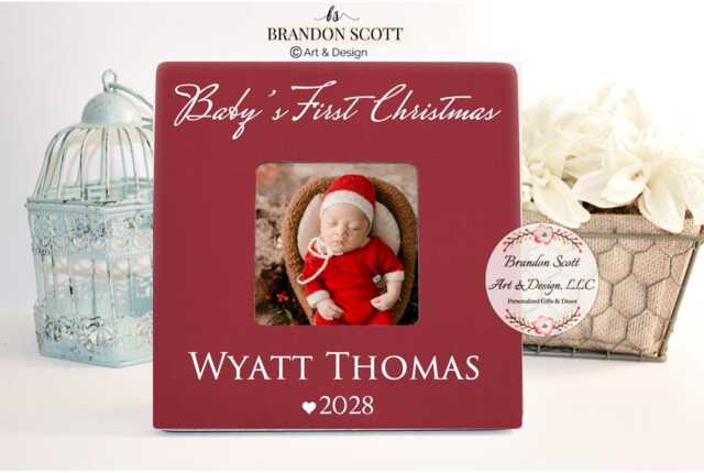 Personalized Baby's First Christmas Frame, Picture Gift, Baby Newborn - image 1