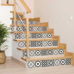 Black & White Tile Set Of 24 Tiles Decals Stickers For Walls Kitchen Decals Bathroom Wall B100 - thumbnail 3