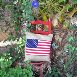 American Flag16x16 Lumbar Burlap Pillow Throw Decorative French Country Farmhouse Home Decor Cover - thumbnail 2