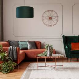 Forest Green Lampshade in Velvet With Champagne Lining, Large Plain Ceiling Lightshade - thumbnail 2
