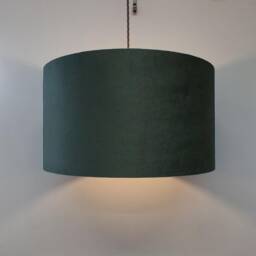Forest Green Lampshade in Velvet With Champagne Lining, Large Plain Ceiling Lightshade - thumbnail 3
