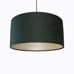 Forest Green Lampshade in Velvet With Champagne Lining, Large Plain Ceiling Lightshade - thumbnail 1
