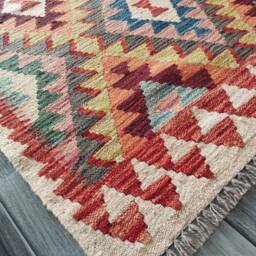 Kilim Rug Multicolour, Handmade Artisan Afghan Turkish Aztec Geometric Wool 134x88 cm - thumbnail 3