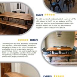 Solid Walnut Wood Dining Table , Live Edge With Metal Legs, Rustic Wooden Table, Farmhouse Kitchen - thumbnail 4