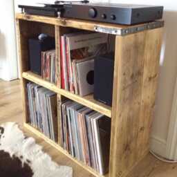 Allen - Solid Reclaimed Timber Custom Built Handmade Vinyl Record Storage Unit Living Room A - thumbnail 2