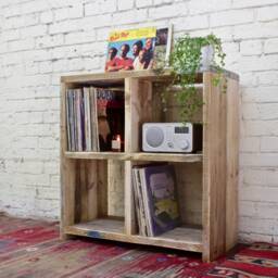 Allen - Solid Reclaimed Timber Custom Built Handmade Vinyl Record Storage Unit Living Room A - thumbnail 3